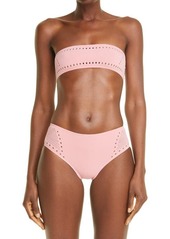 Stella McCartney Stellawear Perforated Bandeau Bikini Top in Light Pink at Nordstrom