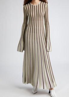 Stella McCartney Stripe Bell Sleeve Open Back Maxi Dress