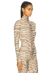 Stella McCartney Tiger Fluid Jersey Turtleneck Top