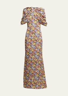 Stella McCartney Ultra Floral-Print Draped Gown