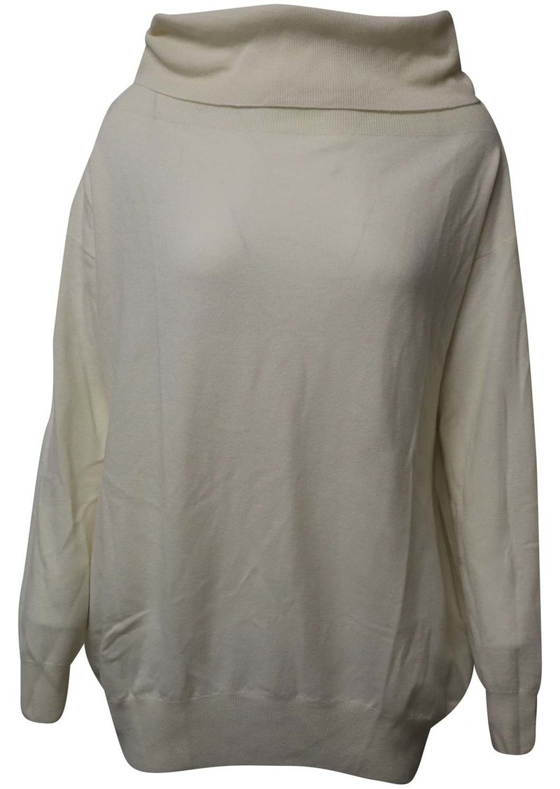 Stella Mccartney Wide Neck Knit Sweater in Cream Wool Blend