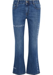 Stella Mccartney Woman + The Beatles The Skinny Kick Embroidered Mid-rise Kick-flare Jeans Mid Denim