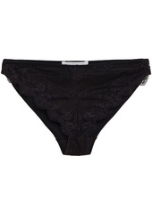 Stella Mccartney Woman Anna Blooming Chantilly Lace And Stretch-satin Mid-rise Briefs Black