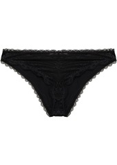 Stella Mccartney Woman Anna Blooming Stretch-lace And Satin Low-rise Briefs Black