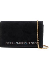 Stella Mccartney Woman Crystal-embellished Velvet Shoulder Bag Black