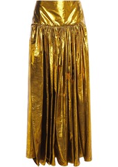Stella Mccartney Woman Cynthia Gathered Silk-blend Lamé-jacquard Maxi Skirt Gold