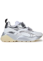 Stella Mccartney Woman Eclypse Metallic Crinkled-neoprene And Faux Leather Exaggerated-sole Sneakers Silver