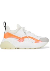 Stella Mccartney Woman Eclypse Neoprene Faux Leather And Suede Exaggerated-sole Sneakers White