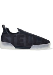 Stella Mccartney Woman Embossed Faux Leather And Suede Slip-on Sneakers Midnight Blue