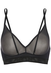 Stella Mccartney Woman Grace Glowing Satin And Mesh-trimmed Stretch-tulle Soft-cup Triangle Bra Black