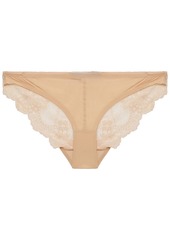 Stella Mccartney Woman Lace And Stretch-jersey Low-rise Briefs Neutral