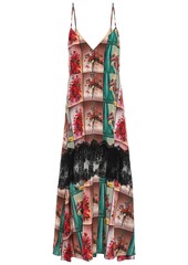 Stella Mccartney Woman Lace-paneled Printed Silk Crepe De Chine Maxi Slip Dress Multicolor