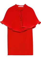 Stella Mccartney Woman Layered Pleated Organza And Crepe De Chine Blouse Red