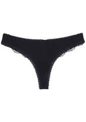 Stella Mccartney Woman Polly Prancing Stretch-jersey And Lace Low-rise Thong Black