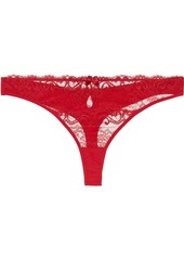 Stella Mccartney Woman Poppy Playing Low-rise Corded-lace And Stretch-jersey Thong Claret