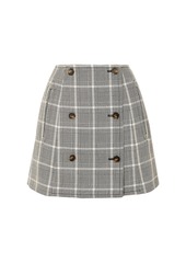 Stella Mccartney Woman Prince Of Wales Checked Wool Mini Skirt Black