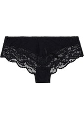 Stella Mccartney Woman Rossalind Relishing Stretch-mesh And Leavers Lace Mid-rise Briefs Black