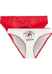 Stella Mccartney Woman Set Of 2 Embellished Satin Low-rise Briefs Red