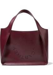 Stella Mccartney Woman Stella Logo Small Perforated Faux Leather Tote Burgundy