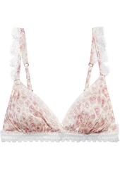 Stella Mccartney Woman Tana Snooping Lace-trimmed Printed Silk-blend Soft-cup Triangle Bra Ivory