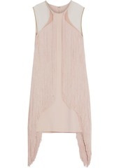 Stella Mccartney Woman Tulle-paneled Fringed Cady Mini Dress Blush