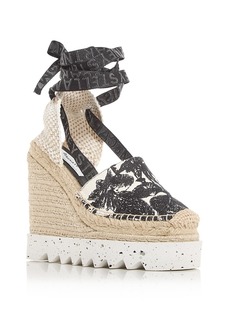 Stella McCartney Women's Gaia Embroidered Platform Wedge Espadrille Sandals