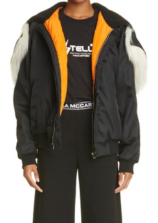 Stella McCartney x Tom Tosseyn Unisex Shared 3 Aiden Hooded Bomber Jacket with Faux Fur Trim in Black at Nordstrom