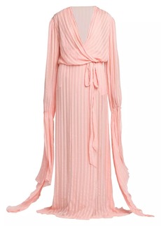Stella McCartney Striped Silk-Blend Maxi Wrap Dress