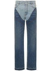 Stella McCartney Two Tone Cotton Denim Wide Leg Jeans