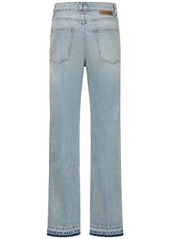 Stella McCartney Two Tone Cotton Denim Wide Leg Jeans