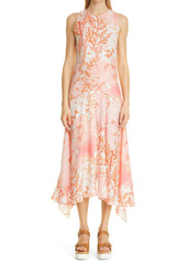 Women's Stella Mccartney Anabelle Coral Print Asymmetrical Silk Dress