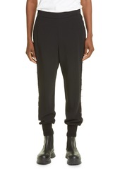 Stella McCartney Julia Lace Inset Stretch Cady Joggers in Black at Nordstrom