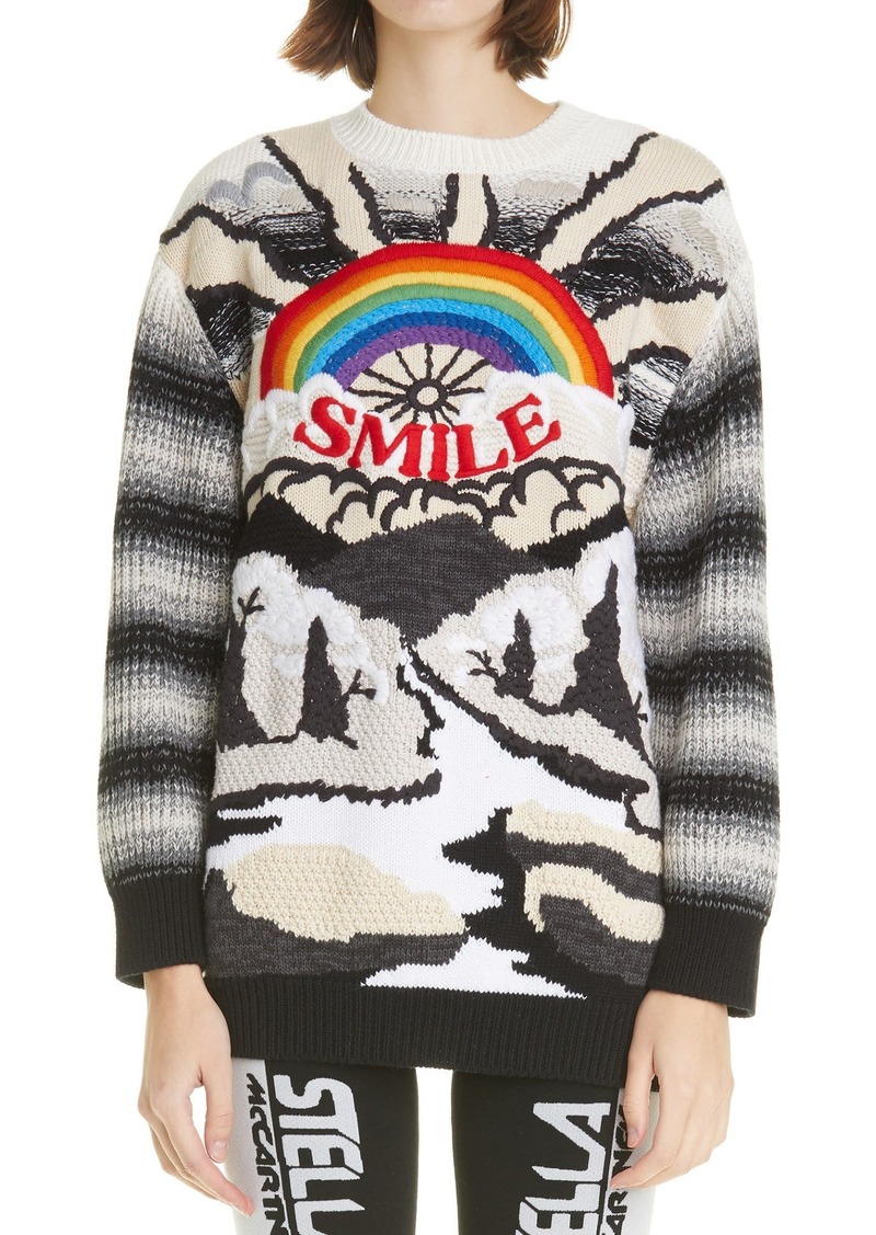 Smile Intarsia Wool & Cotton Sweater in Black at Nordstrom - 70% Off!