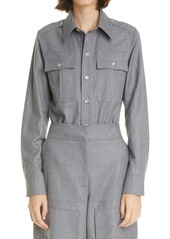 Stella McCartney Wool Flannel Shirt in Light Grey Melange at Nordstrom