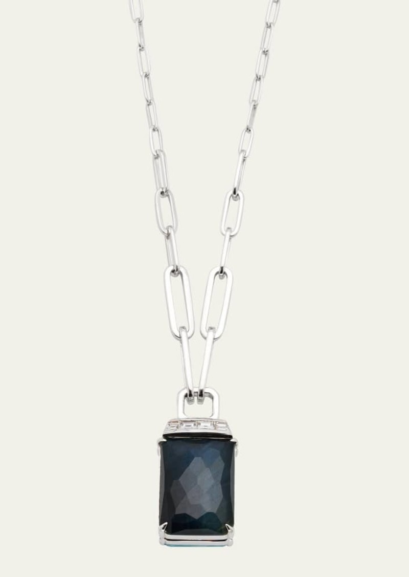 Stephen Webster 18K White Gold Ch2 Twister Pendant Necklace with Turquoise  Falcon's Eye Quartz Crystal Haze and Diamonds
