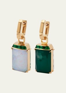 Stephen Webster 18K Yellow Gold Ch2 Large Twister Earrings with Opalescent Crystal Haze Quartz  Green Agate and Emeralds