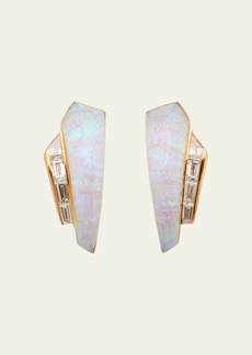 Stephen Webster 18K Yellow Gold Ch2 Slimline Cuff Earrings with White Opalescent Quartz Crystal Haze with Diamonds