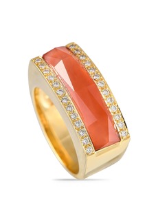 Stephen Webster Crystal Haze 18K Yellow Gold 0.25ct Diamond and Coral Ring SV02-073124