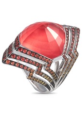 Stephen Webster Lady Stardust 18K White Gold Pink Opal Quartz and Sapphire Zigzag Ring