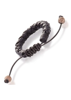 Stephen Webster No Regrets Woven Leather and Rose Gold Tone Silver Bracelet