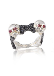 Stephen Webster Skull & Bones Men's Sterling Silver Ruby & Black Sapphire Ring