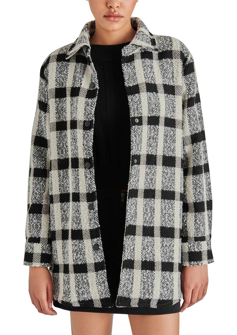 Steve Madden Eldrige Womens Wool Blend Plaid Shirt Jacket