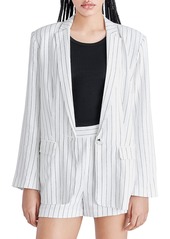 Steve Madden Jessa Womens Linen Blend Pinstripe One-Button Blazer