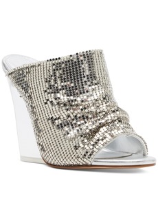 Jessica Rich x Steve Madden Adrienne Chainmail Wedge Sandals - Silver Multi