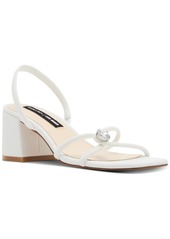 Jessica Rich x Steve Madden Anya Jeweled Strappy Block-Heel Sandals - White