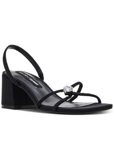 Jessica Rich x Steve Madden Anya Jeweled Strappy Block-Heel Sandals - Black