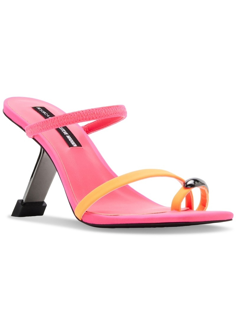 Jessica Rich x Steve Madden Harriet Strappy Blade Heel Dress Sandals - Neon Pink Multi