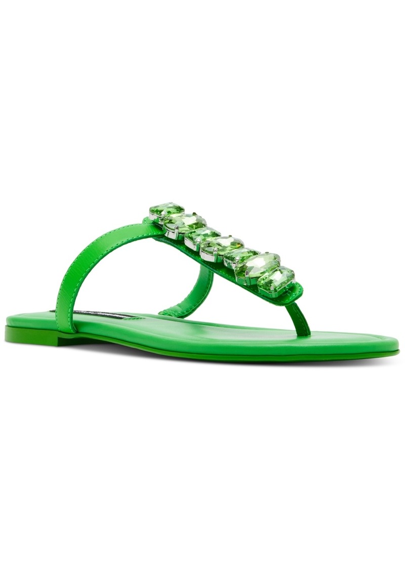 Jessica Rich x Steve Madden Women's Gemma Embellished T-Strap Slingback Sandals - Green Multi