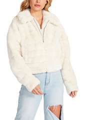 Steve Madden Just Fuzz Womens Faux Fur Cropped Faux Fur Coat