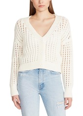 Steve Madden Katia Womens Open Stitch V Neck Cardigan Sweater